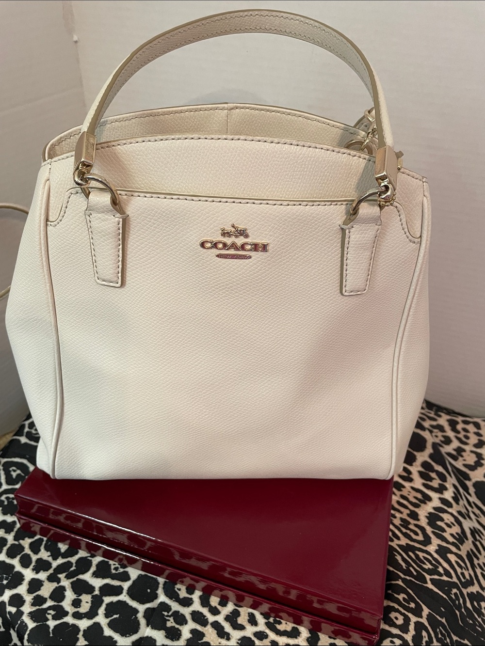 Coach Cream Leather Satchel with Gold Hardware Creed f34663